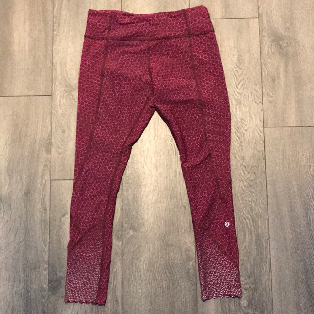 Lululemon, Burgundy/Pink Dot, Skin Leggings
